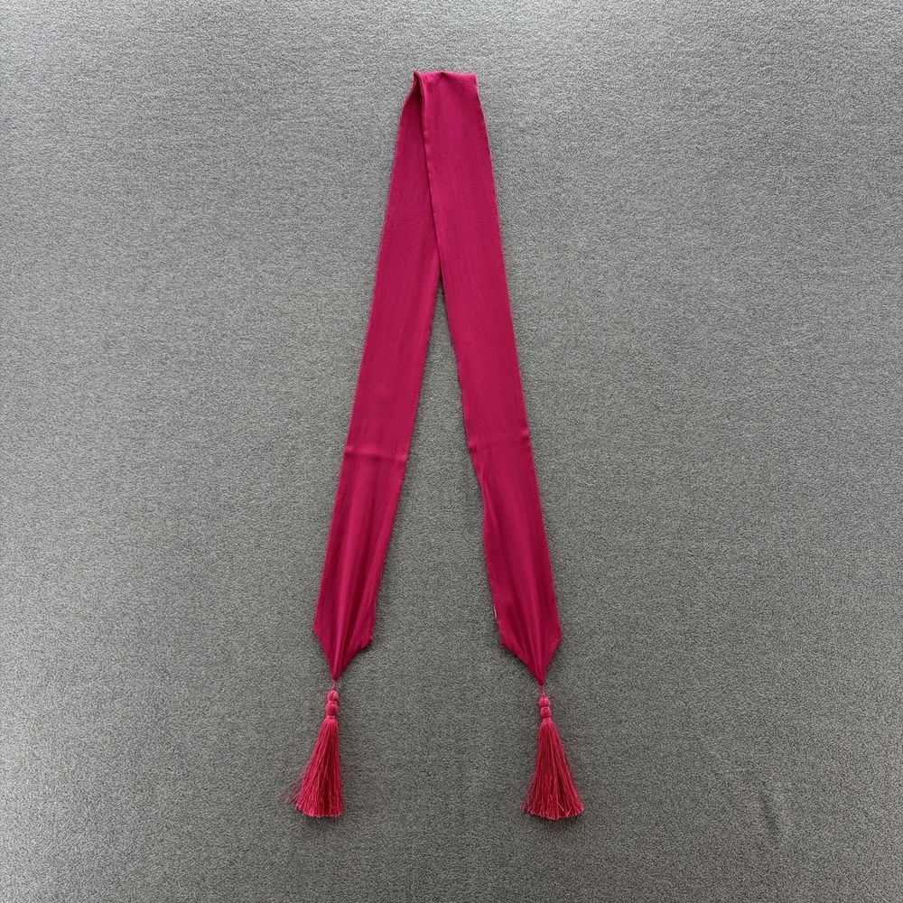 Max Mara Scarf Womens One Size Pink Silk Satin Rectangle Skinny Tassel Italy